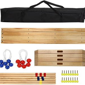 युसी आउटडोर ठोस लकड़ी सीढ़ी गेंद टॉस गेम के साथ वयस्कों और बच्चों के लिए लकड़ी के समुद्र तट खेल - Product Image 3