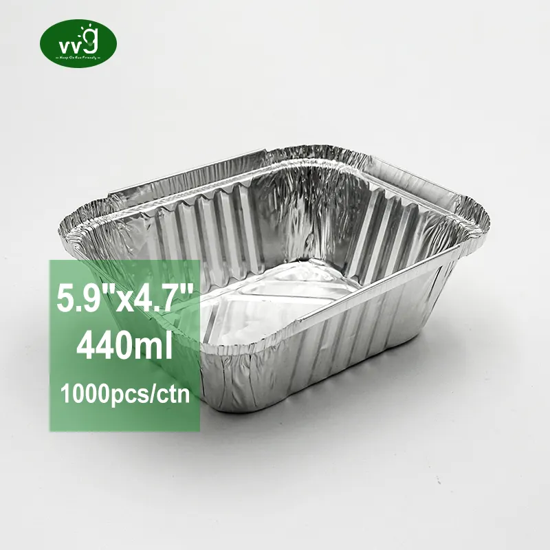 VVG 고온 및 저온 사용 알루미늄 호일 팬 재활용 식사 준비 일회용 실버 알루미늄 호일 식품 용기 트레이