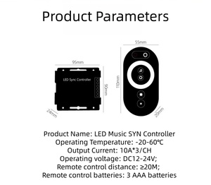 Contrôleur synchrone de musique <span class=keywords><strong>Led</strong></span> Rhythm light Dimmer COB Light Strip High Power 12V 24V Dual Color <span class=keywords><strong>RGB</strong></span> RGBW RGBWC Touch Remote Control - Product Image 4
