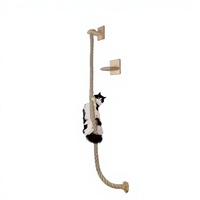 Griffoir mural en bois de pin épaissi pour chat avec ventouses, hauteur réglable, style simple, lit d'arbre mural pour chat