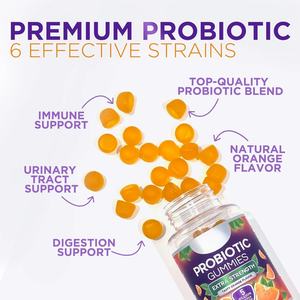 Gommes probiotiques sans OGM Femmes Équilibre hormonal Santé vaginale Soulagement des PMS Vitamine B6 Enzymes digestives Suppléments <span class=keywords><strong>anti</strong></span>-<span class=keywords><strong>stress</strong></span> - Product Image 4