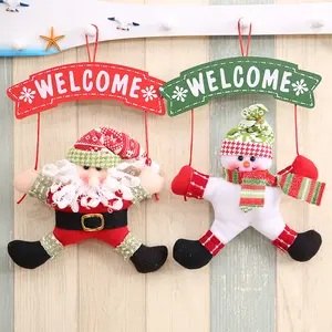 Manufacturers selling Christmas plate door cloth wreath three-dimensional Santa Claus snowman hanging ornaments