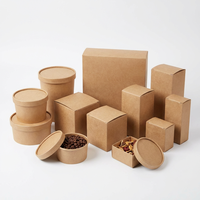 Conteneur alimentaire en papier kraft jetable de formes multiples (rond, carré, rectangulaire) pour plats à emporter, directement de l'usine