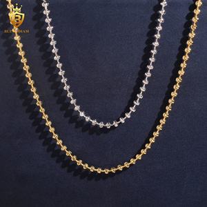 Colliers fins en argent sterling 925 plaqué or, perles rondes de 4 mm en forme de diamant de lune, vente en gros, bijoux pour homme et <span class=keywords><strong>femme</strong></span> - Product Image 4