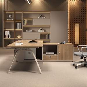 Conjunto de Escritorio y Silla Ejecutiva Moderna Minimalista, Muebles de Oficina Individuales, Escritorio Gerencial Resistente a las Manchas, Uso Comercial - Product Image 3