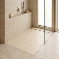 Receveur de douche DMC en pierre artificielle aspect pierre naturelle, alternative économique, fabrication OEM, abordable pour les projets de rénovation