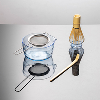 Ensemble de bols à matcha de la dynastie Song, motif vague Hundred Books Stand, style Japandi, en verre borosilicate haute résistance à la chaleur, pour thé et café