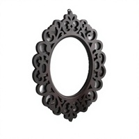 Miroir mural décoratif contemporain personnalisé, orné, unique, écologique, en filigrane sculpté, avec cadre ovale en bois foncé, pour salon