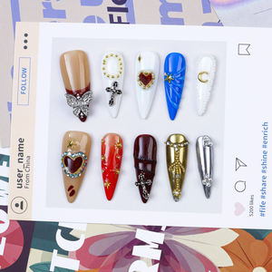 Nouveau à la mode 3D coeur Stiletto presse <span class=keywords><strong>ongles</strong></span> haute qualité couverture complète <span class=keywords><strong>faux</strong></span> <span class=keywords><strong>Ongles</strong></span> <span class=keywords><strong>Ongles</strong></span> papillon croix pour l'application du doigt - Product Image 5