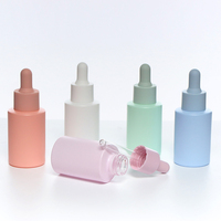 Flacon compte-gouttes en verre de 20ml, quantité minimale de commande, couleurs Macaron, huile essentielle mate, sérum, Lotion pour cheveux, huile ronde, emballage de soins cosmétiques