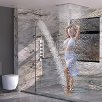 Nickel 16 pouces plafond mural ensemble de douche thermostatique salle de bain douche système de robinet