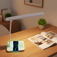 Lampe de bureau minimaliste en plastique flexible avec charge sans fil, contrôle tactile, luminosité électrique à variation continue pour salles de lecture et bureaux