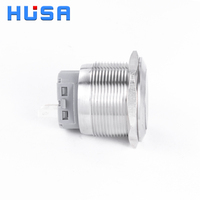 Interrupteur à bouton-poussoir métallique industriel à tête plate de 25 mm, IP67, à réinitialisation automatique, avec indicateur LED, kit pour armoire d'arcade, pour le contrôle des machines