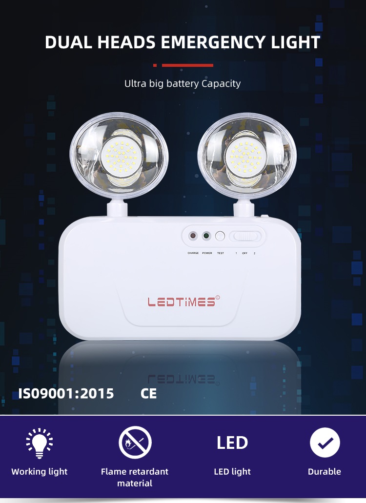 High Effciency Indoor Corridor Office Dual Heads ABS COB 5W Rechargeable Led Emergency Light