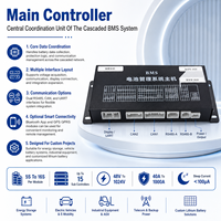 EC-HV-MC1+EC-HV-SC2 48S BMS intelligent en cascade pour batteries au lithium avec écran LCD de 4,3 pouces CAN RS485 pour stockage d'énergie industriel