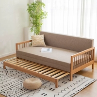 Canapé-lit en bois massif, lit simple ou double, lit en chêne pour petit appartement, lit multifonctionnel pour salon, lit escamotable personnalisable