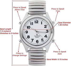 American Accent English Men Talking Atomic Watch Parle l'heure et la date avec une voix claire et forte pour les personnes malvoyantes - Product Image 6