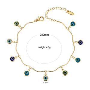 Elfic Summer Hotsale Anklet Jewelry 18K Colorful Eye Anklet Jewelry Letter Initial Anklet Unisex Zircon Copper Anniversary Bead