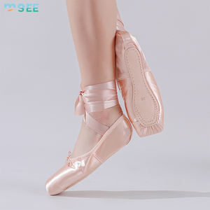 SeeMore <span class=keywords><strong>Ballet</strong></span> Niños Principiantes Práctica Retro Correa de lino para adultos Entrenamiento interior Zapatos de baile suaves de punta plana - Product Image 2