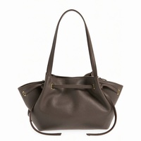 Sac seau en cuir grainé avec cordon de serrage, sac à main chic minimaliste, sac à bandoulière grande capacité