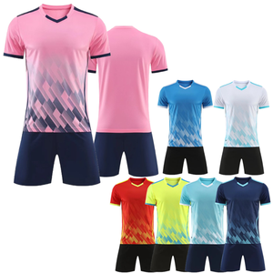 Conjunto de Uniforme de Fútbol Personalizado, 100% Poliéster, Transpirable, de Secado Rápido, Unisex, Cuello Redondo, Manga Corta, para Deportes - Product Image 1