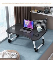 Bureau d'ordinateur multifonctionnel et esthétique, bureau pliable avec tiroir et porte-gobelet, facile à transporter