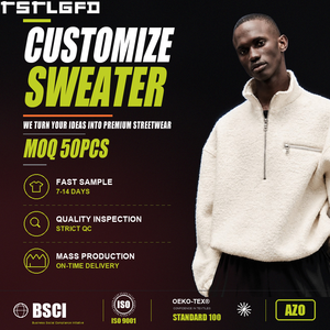 Fabricante de Suéteres Personalizados con Cuello Alto y Media Cremallera, OEM/ODM, de Forro Polar Texturizado, con Bolsillo en el Pecho, Marca Privada, Venta al por Mayor Directa de Fábrica - Product Image 1