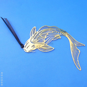 Metal Koi Fish <b>Bookmark</b> Gold Plated 75x60mm Hollow Design Animal Shaped Reusable Book Marker Modern Style - Product Image 2