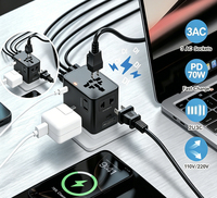 Adaptateur de voyage universel multi-prises Worldplug 70W avec 2 ports USB-A et 3 ports USB-C, charge rapide PD/QC3.0, design pliable