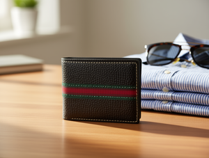 Portafoglio da uomo in pelle intrecciata con motivo Lychee, in vera pelle, chiusura a piega, corto, per uso quotidiano - Product Image 2