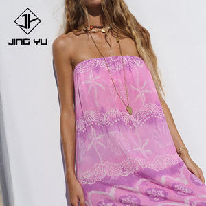 Manufacturer-designed beach print flowy and breathable OEM 100% Rayon Voile Maxi Dress - Product Image 4