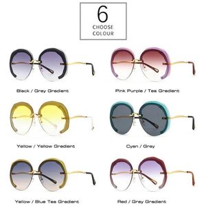 Custom Logo 2021 Fashion Luxury Women Rimless <b>Sunglasses</b> Oversized Round <b>Sunglasses</b> - Product Image 5