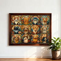 Puzzle en papier de 1000 pièces pour adultes, motif chat en vitrail, jeu éducatif DIY, coffret cadeau familial de haute qualité