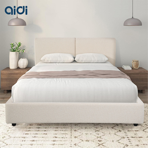 Tête de lit minimaliste moderne, cadre de lit double, base réglable, montage sans outil, lit rembourré - Product Image 1