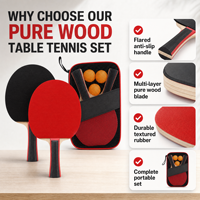 Raquette de tennis de table en bois massif avec caoutchouc à picots longs, manche long, poignée en corne, pour entraînement et compétition