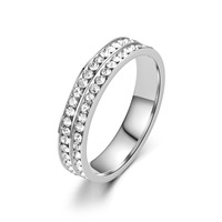Anneaux tendance simples en diamant plein, fines, 4 mm, 2 mm, rangée unique, plaqués argent et or, en acier inoxydable, pour femmes, strass