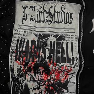 Sweat à capuche personnalisé pour homme en molleton épais avec broderie délavée, style streetwear, strass, fermeture éclair intégrale avec logo en strass - Product Image 3