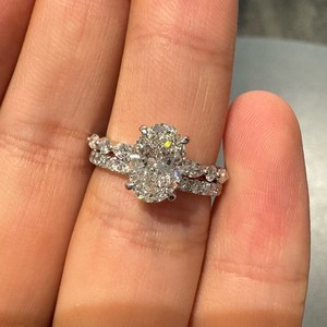 Anello di Fidanzamento con Diamante Coltivato in Laboratorio Certificato IGI VVS, Oro 18K, Taglio Ovale, Set di Anelli <span class=keywords><strong>Nuziali</strong></span> con Diamanti Creati in Laboratorio, Gioielli da Donna - Product Image 1