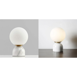 Lampe de table sphérique à base de marbre adaptée aux tables de chevet de chambre à coucher, lobbies d'hôtel Sphère en verre de marbre Sylas Lampe de table en marbre - Product Image 4