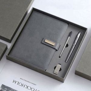 Carnet A5 en cuir PU haut de gamme 2024 2025, personnalisable, coffret exquis, cadeau d'affaires, 4 pièces dans un ensemble - Product Image 2