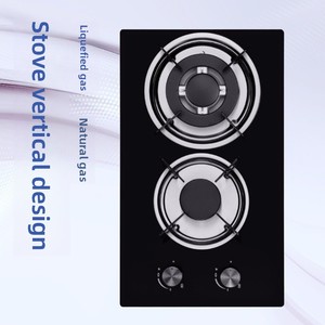 Fornello a Gas a Doppia Fiamma con Accensione Elettronica a Impulsi, Efficienza Energetica, Installazione Incassata, Superficie in Cristallo Nero - Product Image 2
