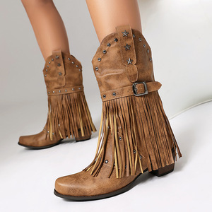 Bottes en cuir pour femmes, bottes de cow-boy personnalisées grises, bottes de cow-boy à talon haut, chaussures habillées pour femmes, chaussures de luxe à bout pointu, chaussures faites à la main - Product Image 3