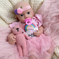 Poupées de bébé nouveau-né en silicone de 18 pouces pour filles, mode, bouche ouverte, réalistes, corps entier, lavables, LouLou avec sucette