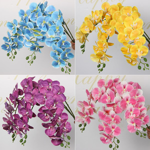 Fleur artificielle d'orchidée Phalaenopsis à 9 têtes en caoutchouc souple, branche unique, pour décoration de mariage, accessoires de photographie en extérieur, décoration intérieure - Product Image 4