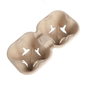 Plateau porte-gobelets jetables en pulpe biodégradable personnalisé pour boissons chaudes et froides, idéal pour les cafés et les commerces de boissons - Product Image 4