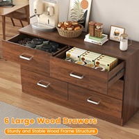 Commode à 6 tiroirs en bois, commode moderne pour chambre à coucher, armoire de rangement avec poignées métalliques, taille personnalisée