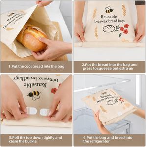 Sacs à pain réutilisables en cire d'abeille pour la cuisson du pain au levain XL – Écologiques, compatibles congélateur, pour garder le pain fait maison frais – Sac de conservation alimentaire - Product Image 3