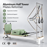 Table demi-trapèze en aluminium avec fixation rapide, protection de sol et barre de pieds réglable pour la rééducation des propriétaires de studios