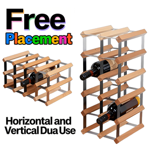 Estante de almacenamiento de vino de fácil montaje para 12 botellas, diseño Modular expandible para Barra de cocina - Product Image 3