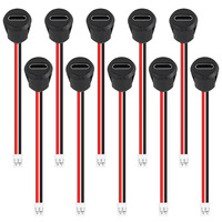 Conectores USB-C Hembra a Macho para Cargador, Conectores de Crimpado para Chasis, Negros, Redondos, Directos, Resistentes al Agua